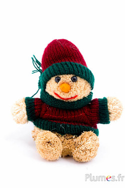 Bonhomme de neige en paille - 10 x 18 cm - rouge